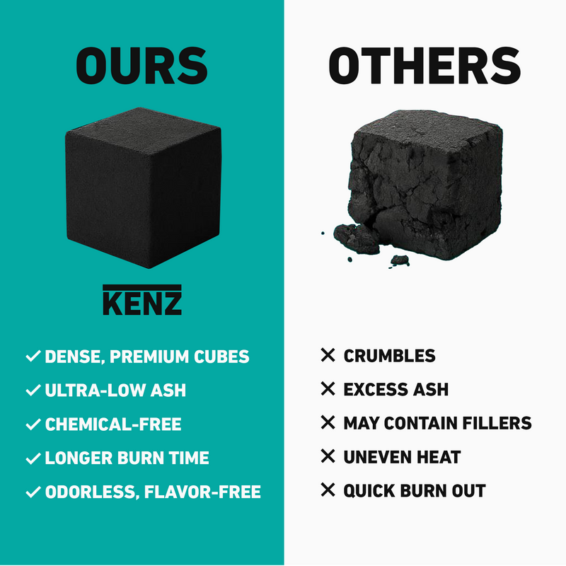 KENZ Low-Ash Coconut Charcoal 25mm Cubes